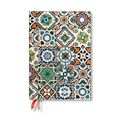 2025 Daily Planner | Porto | Portuguese Tiles | 12-Month | Midi | Elastic Band |